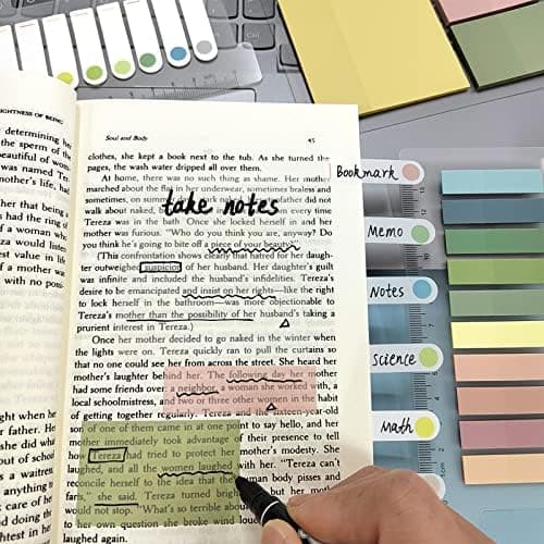 700 Transparente Haftnotizen for Buch-Annotieren, Pastell Highlighter Pen Set No Bleed Dry Fast,Perfect for Bibel-Tabs