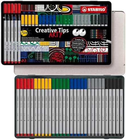 STABILO Multi-Liner-Set für Künstler - Creative Tips - ARTY - 5er Pack - Schwarz