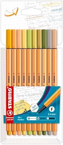 STABILO Fineliner point 88-10er Pack Standardfarben für Kritikler in der Büro- und Schulnutzung mit feinen Linien undmul