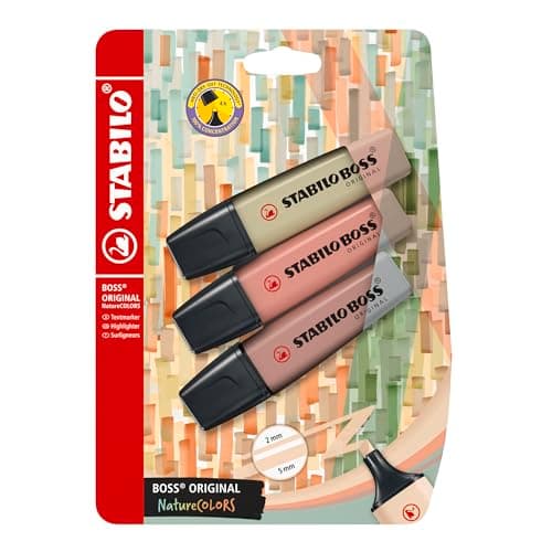 STABILO Textmarker BOSS ORIGINAL NatureCOLORS - 6er Pack - Farbige Markierer für Künstler und Designern - Dickes Marker