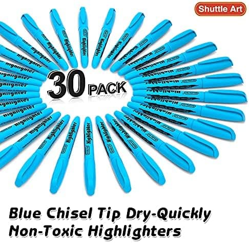 Shuttle Art Textmarker, 30 Stifte, Grün, schnell trocknender, ungiftiger, fluoreszierender Markierer für Erwachsene und