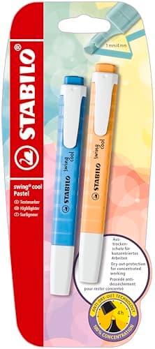 STABILO Textmarker swing cool Pastel für Kinder - Schulzweck - 14er Pack - Unenschädliche Farben - Schulbuch UV-Unterstr
