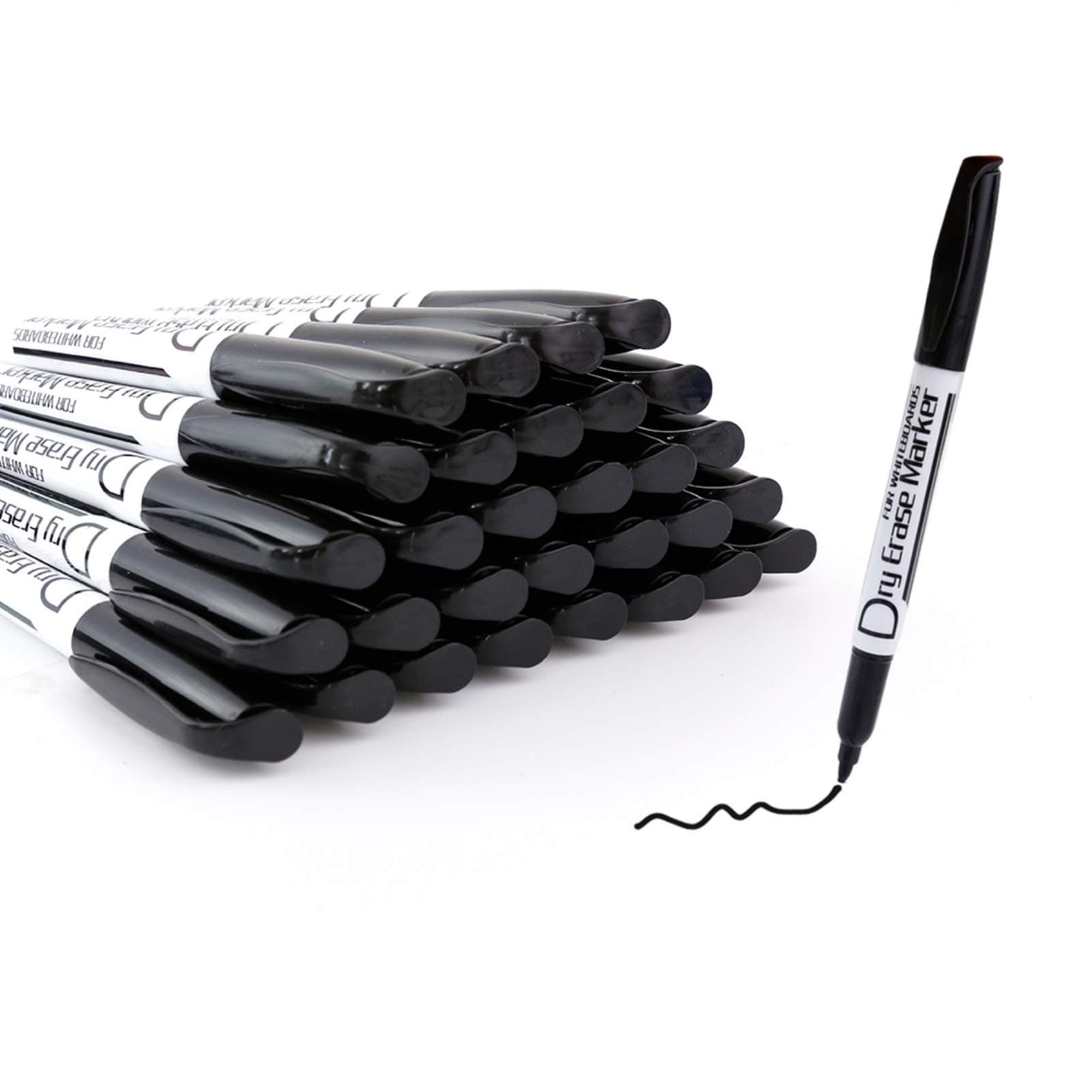 Volcanics Whiteboard Marker Stifte - Rundspitze - Abwischbar - Trocken Rückstandsfrei - Schwarz - 36er Set