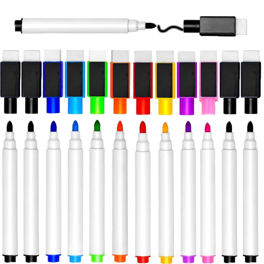 12 Stück Whiteboard Stifte 9 Farben Magnetische Dry Erasable Marker für Büro und Zuhause
| 12 x 9 Farben Whiteboard Mar