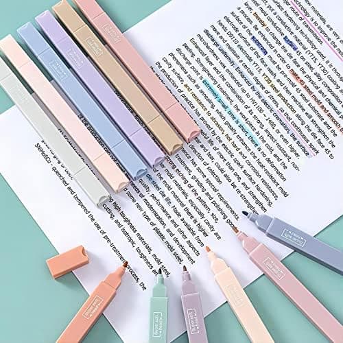 12 Stück Pastell Dual Tips Highlighter Pen Marker Assorted Farben - perfekt für Hervorheben in Tagebuch und Notizbuch -