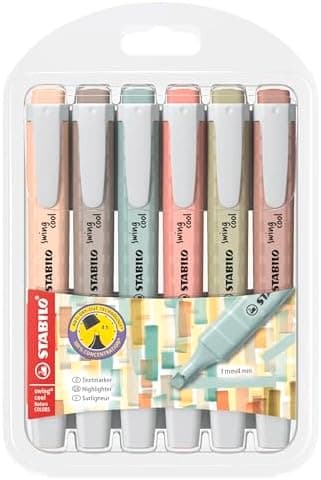 STABILO Textmarker swing cool NatureCOLORS - Farben für Kids - Schulzeit -reative Malerei - 6 Stifte - Naturfarben