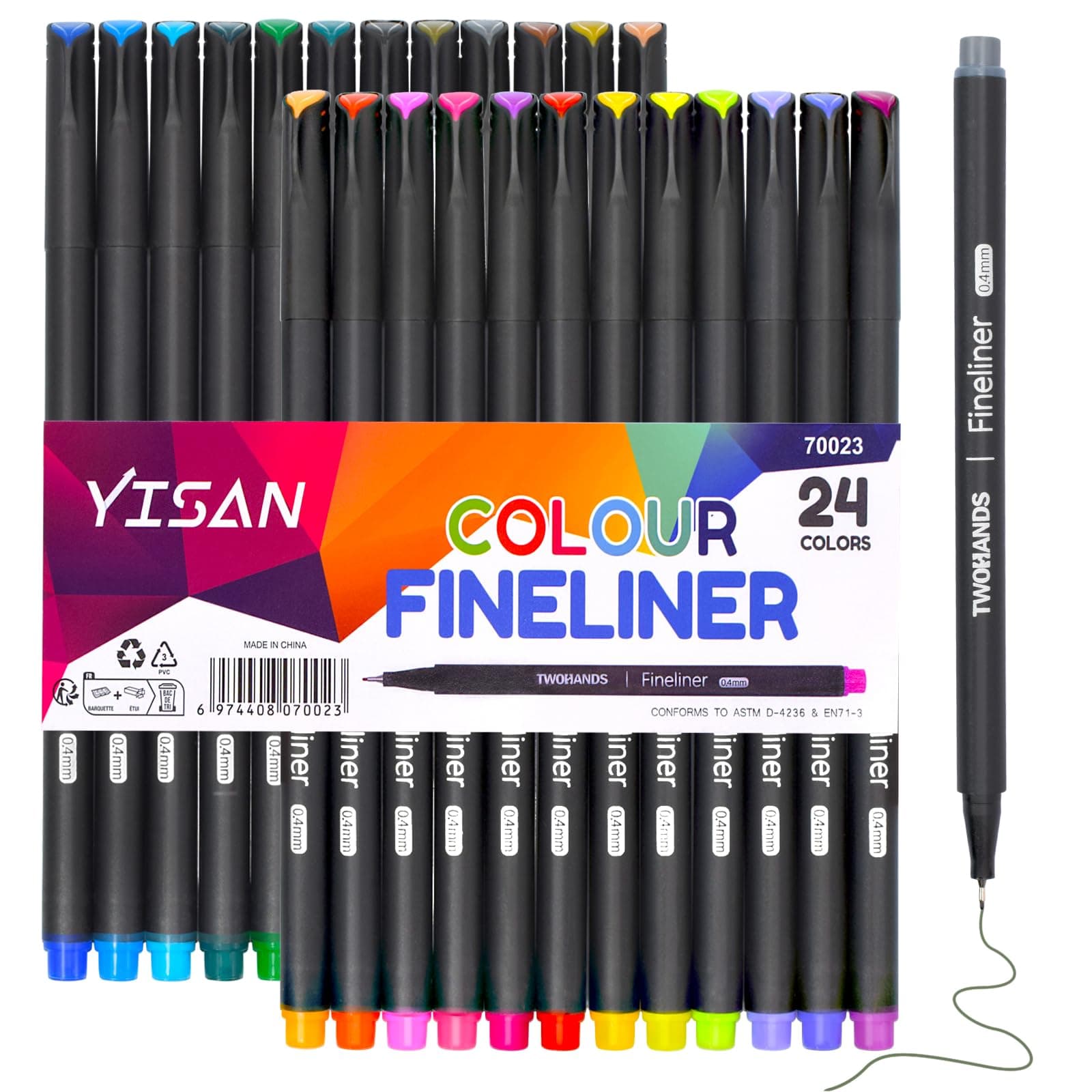 YISAN Fineliner StifteFürBulletJournalLovers-24FarbenSet-0,4mmSpitze-ZeichnenundDetaillieren-70023
