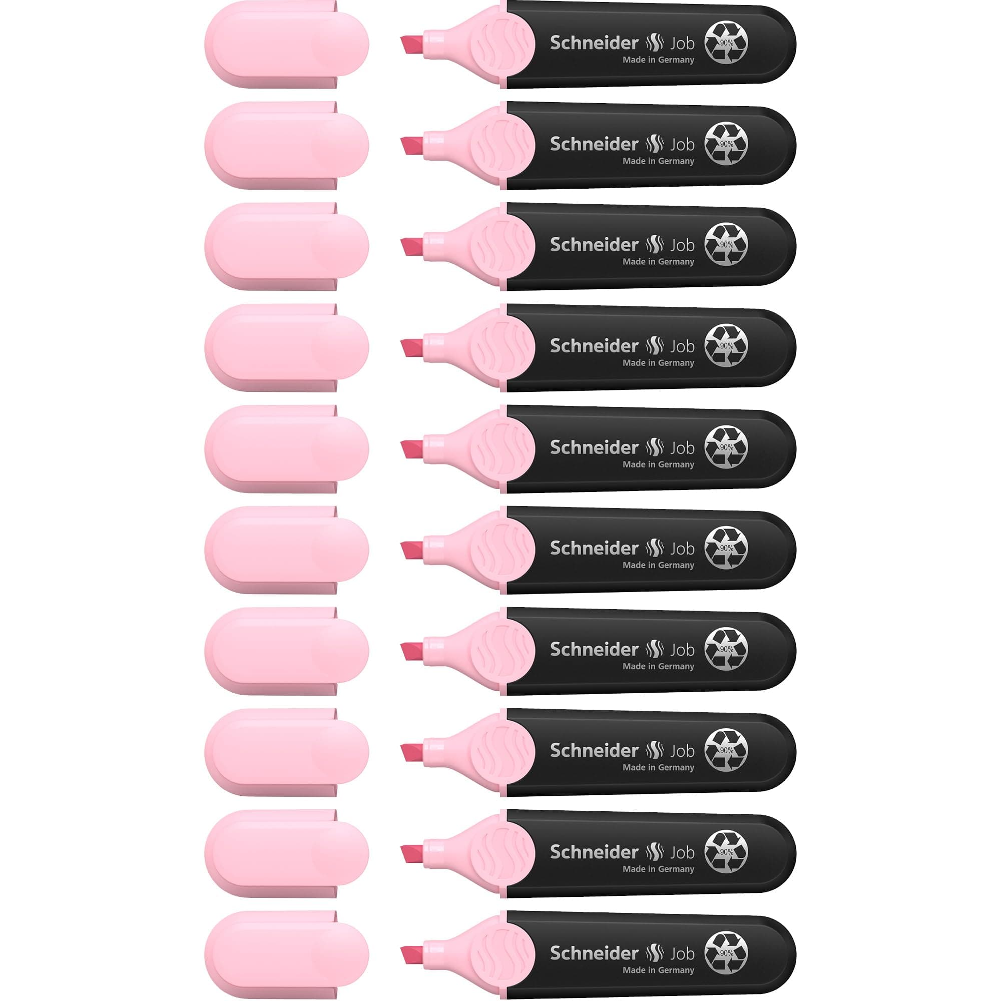 Schneider Job 150 Pastell Textmarker - recycelter Kunststoff, Der blaue Engel ausgezeichnet, 10er Pack rosé
