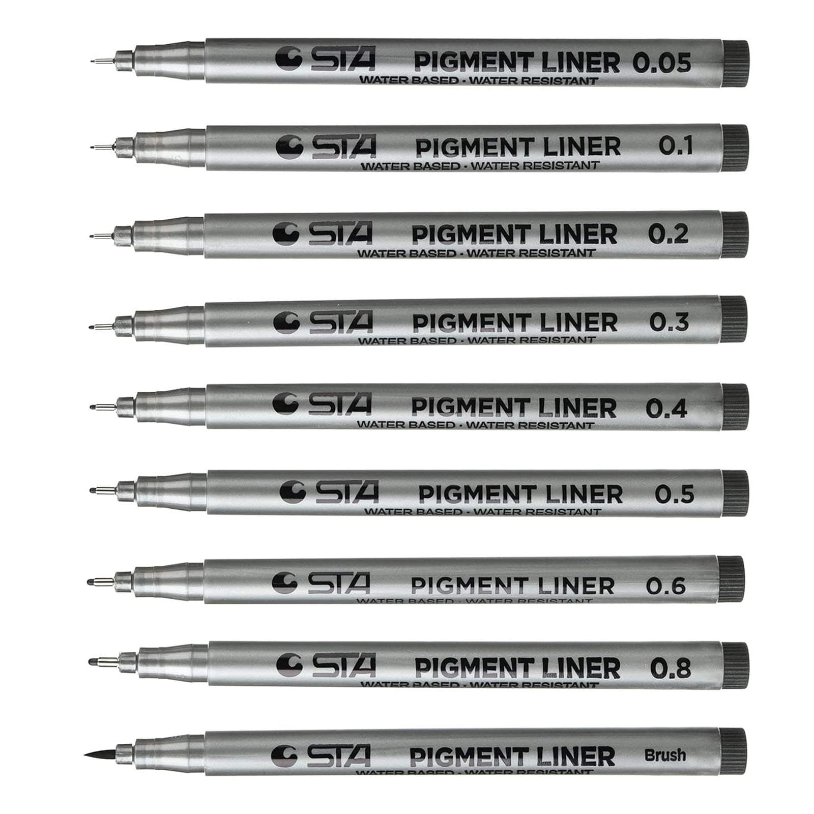 Schwarz Fineliner Stifte Artist Set Pigment Liner - professionelle 9-Stücks-Set mit 8 Linienbreiten für Künstler und De