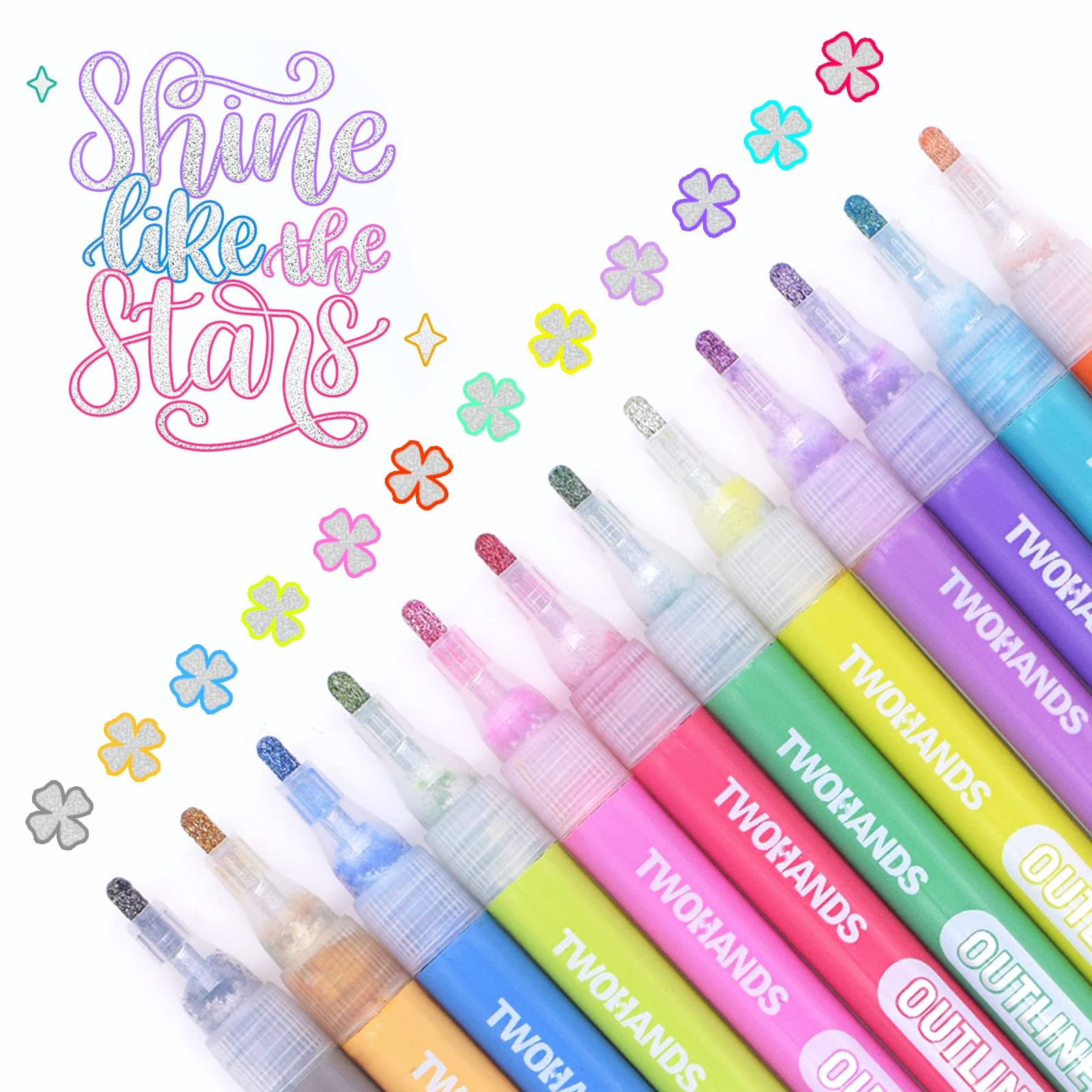 YISAN Glitzerstifte - Magische Metallic Marker, 12 Farben für Geschenkekarten und Dekoration
| YISAN Metallic Marker -