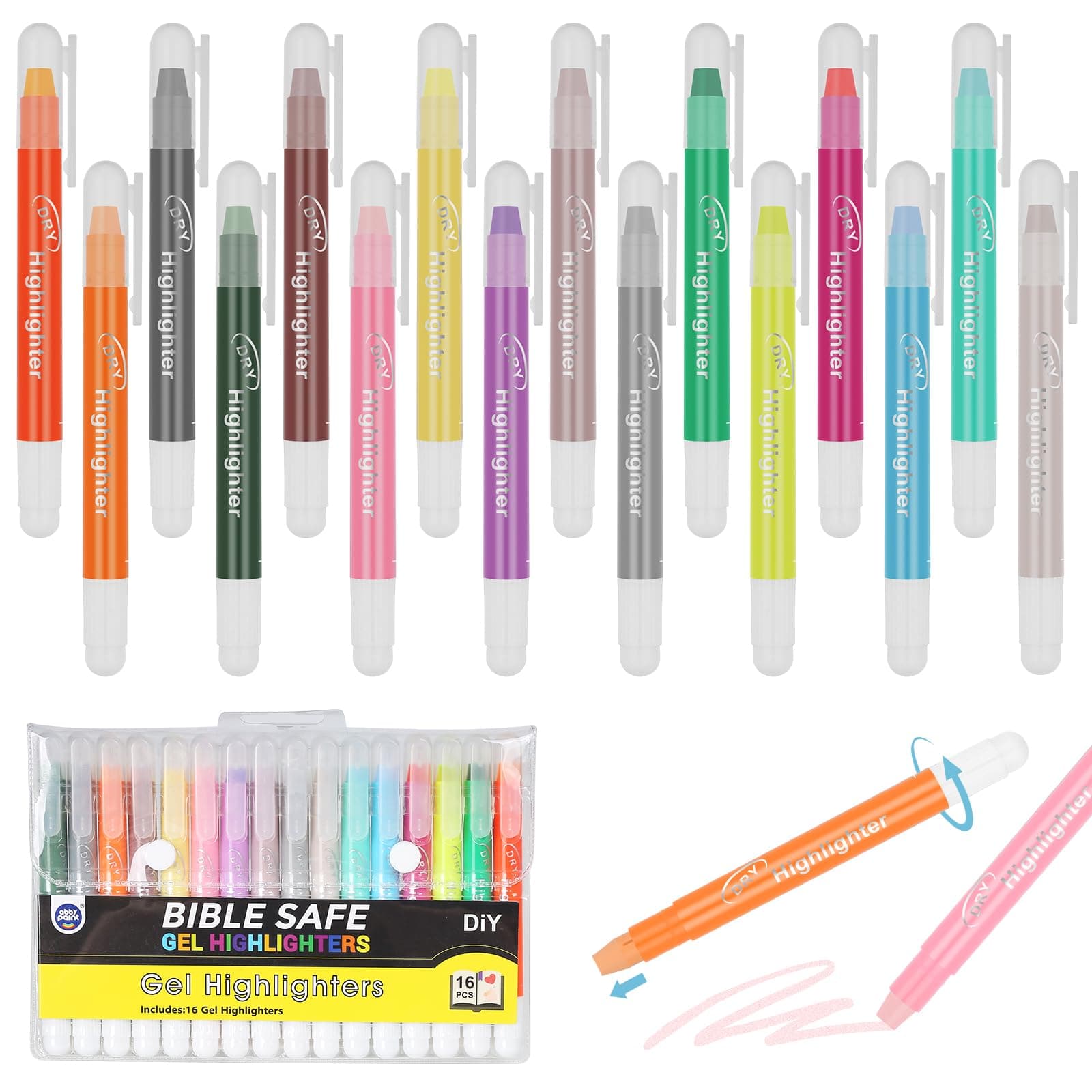 16 Stück Farbe Bibel Marker - Bibel Textmarker Set für Bibelstudium, Notizen und Zeichnen in Schule, Büro und Zuhause -