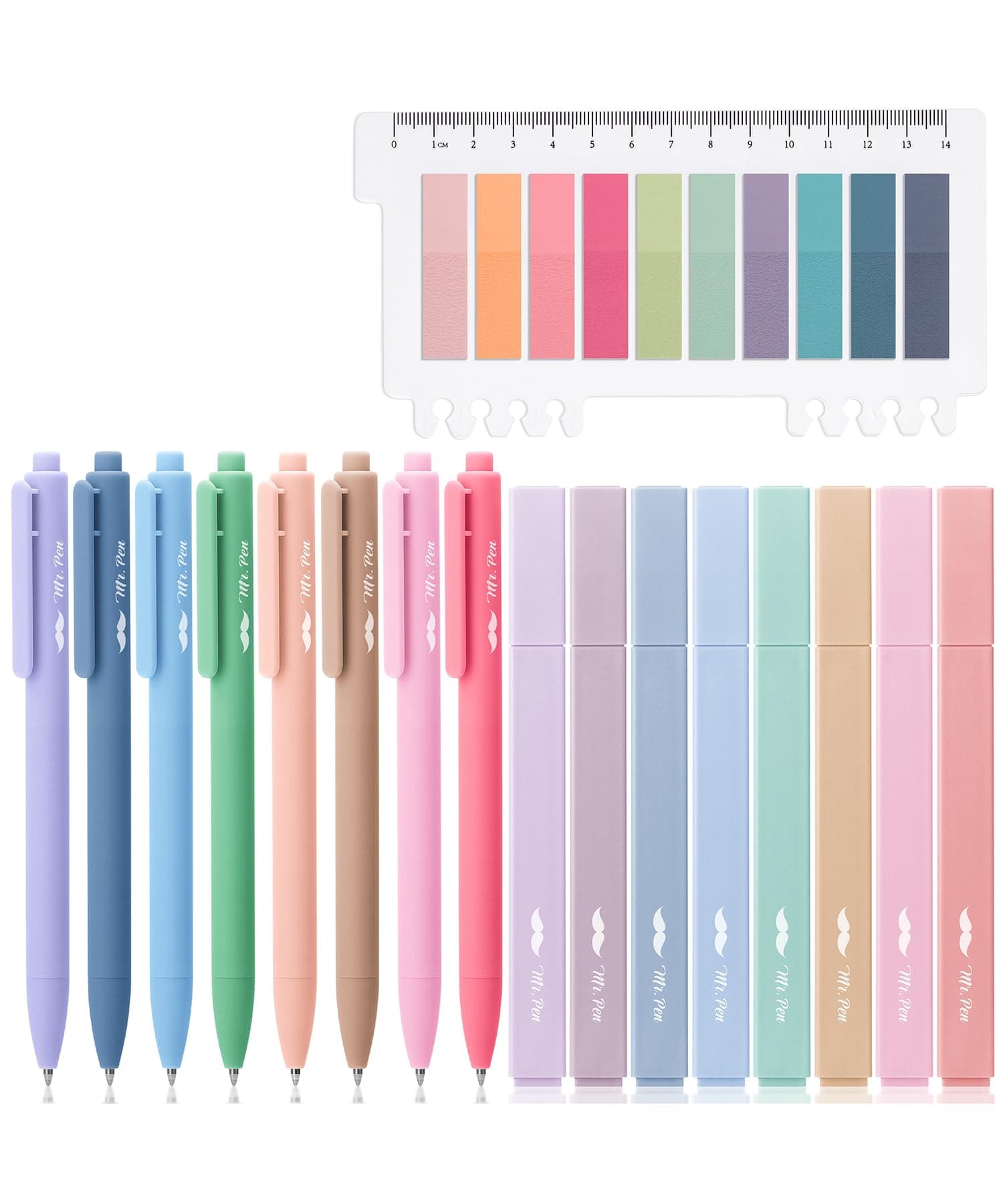 Mr. Pen Aesthetic Highlighter und Stifte - Keine Tintenausstrahlung, 16 Stück, 200 Transparente Klebestreifen, Bibelstif