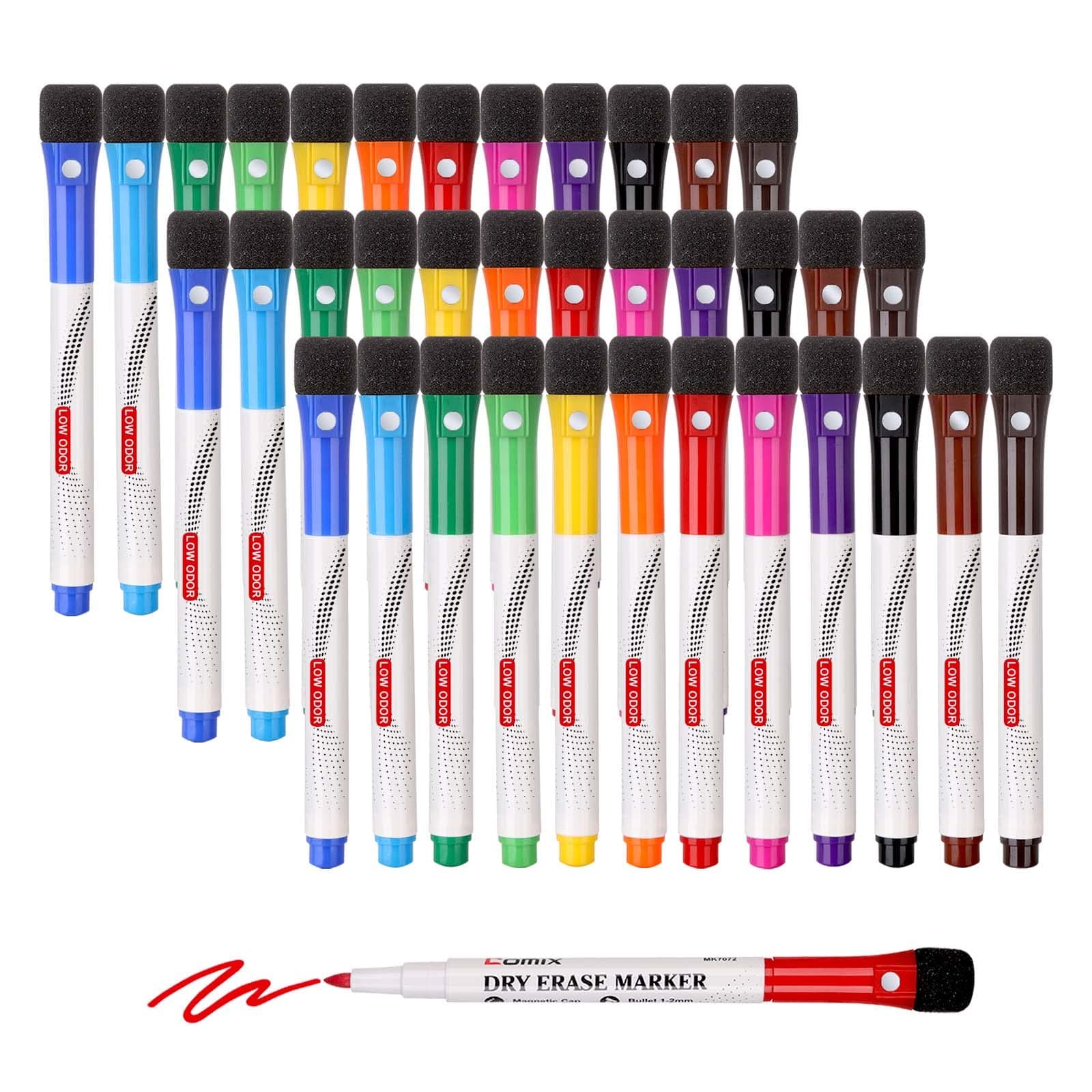 ComixMagnetschreibstifte Fine Tipp Wite Clean Spiegelmarkern Low Duft 36 Pack 12 Farben Kinder Lehrer