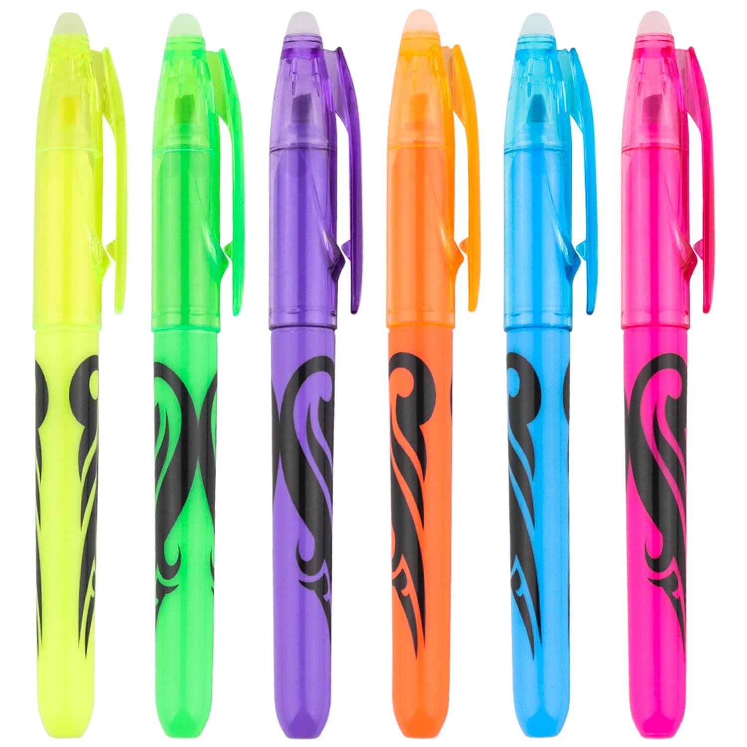 6 Stück Löschbarer Textmarker für Kinder und Erwachsene - Ideal für Schule und Büro - Bibel Marker Stifte - 24 farbig -