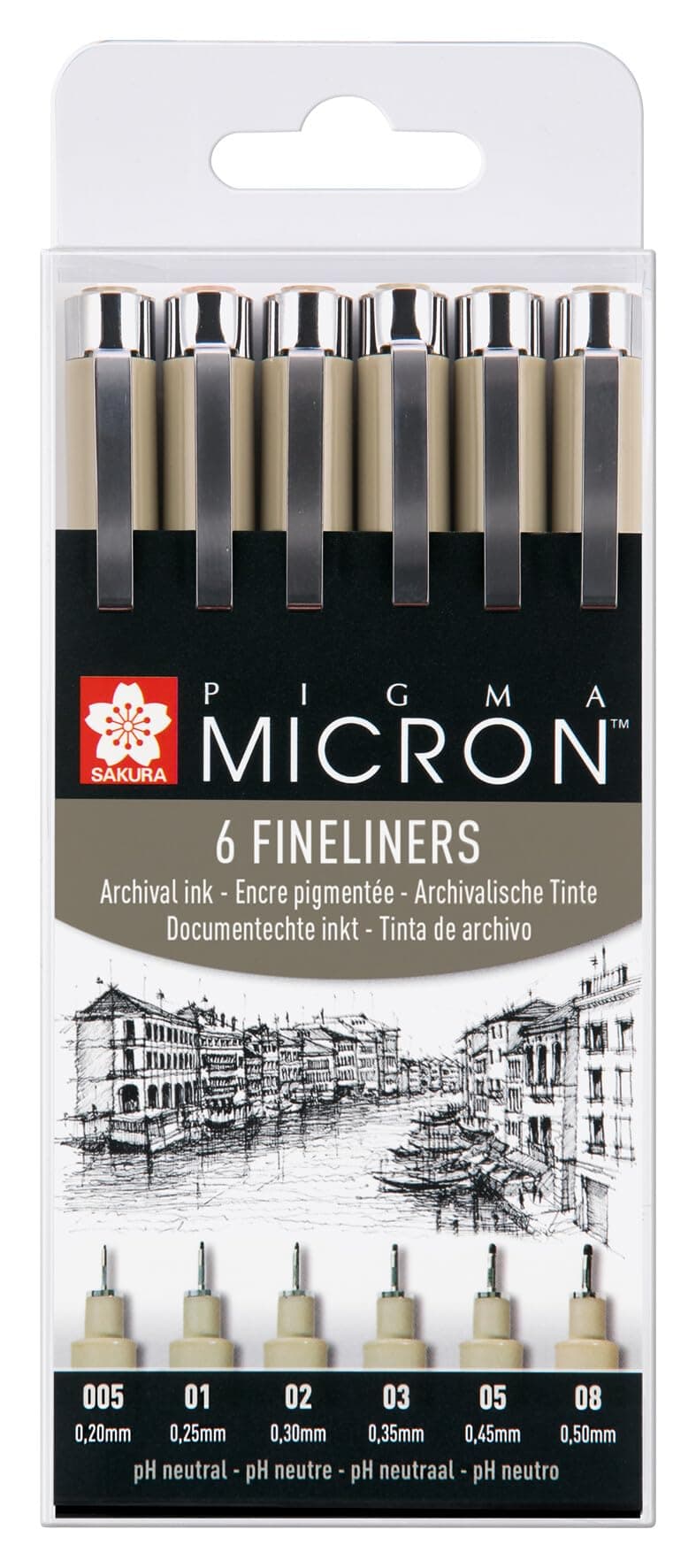 SAKURA Pigma Micron Stifte, wasserfeste Tinte,permanent für Schreiben und Zeichnen
| SakuraMicron Fineliner Stifte 6er-