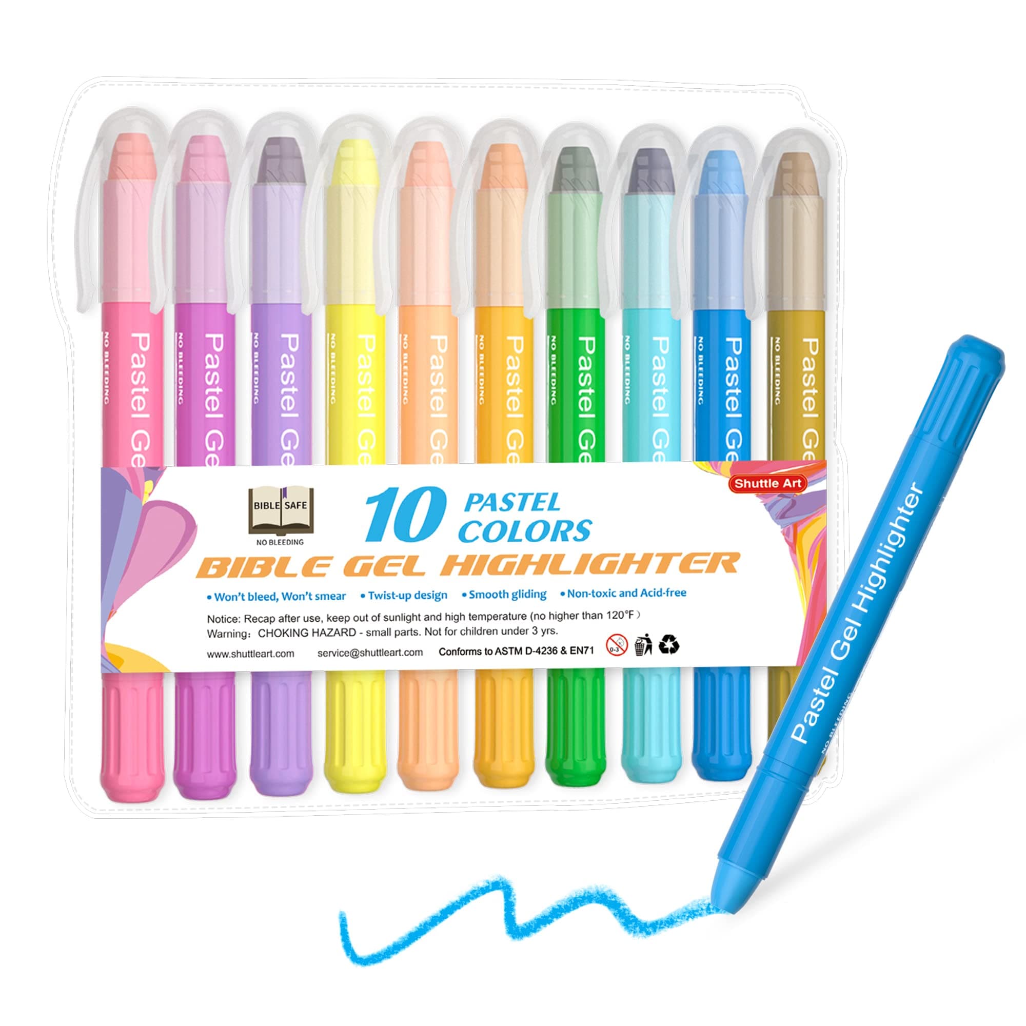 Shuttle Art 10 bunte Bibelmarker Gel Textmarker SetGlobal Recycled StandardMarkierungs herramient für Notizen und dünnen