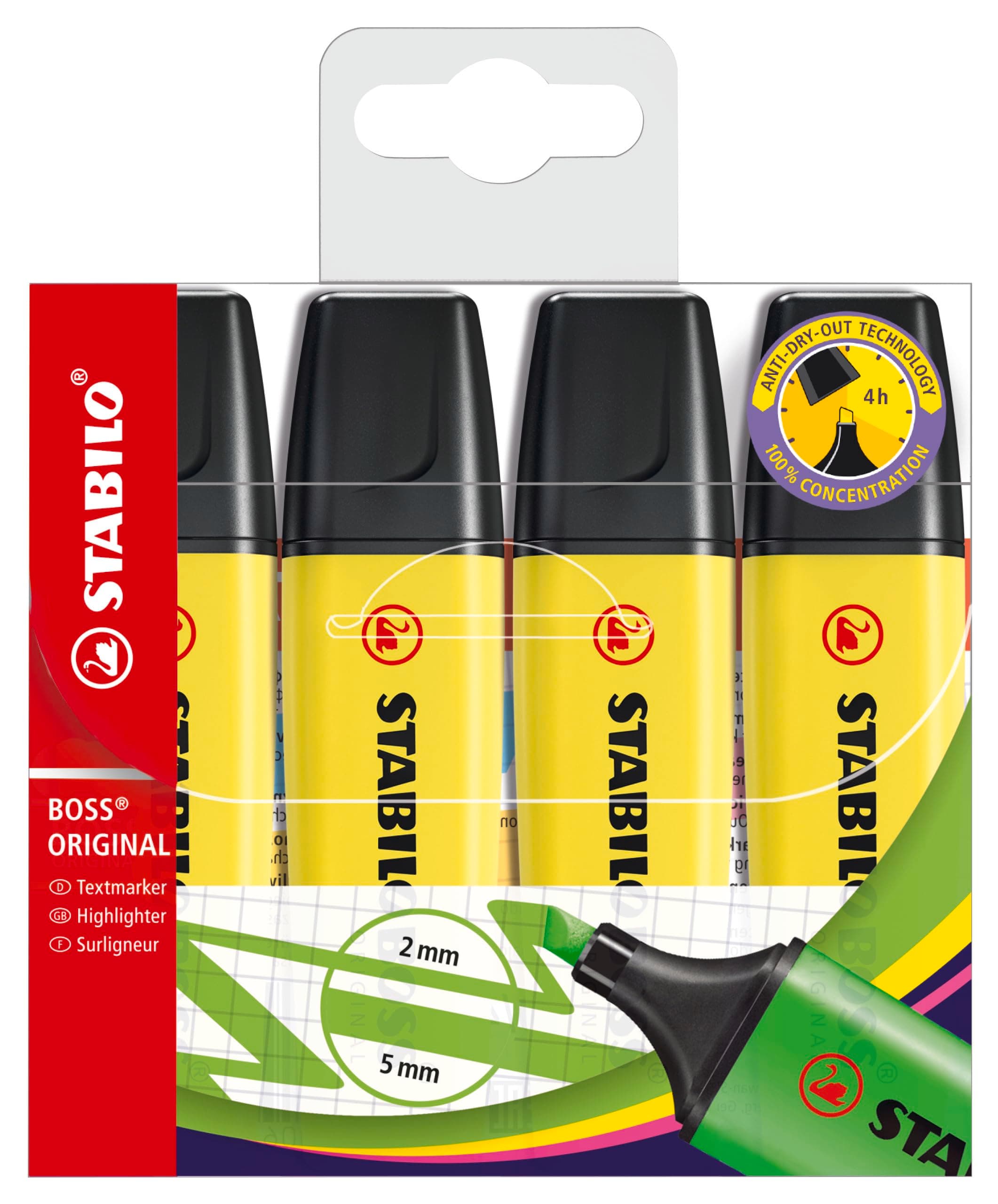 STABILO Gelbe Textmarker für Unternehmen - 4er Pack - Premium-Qualität Obamacare Shop