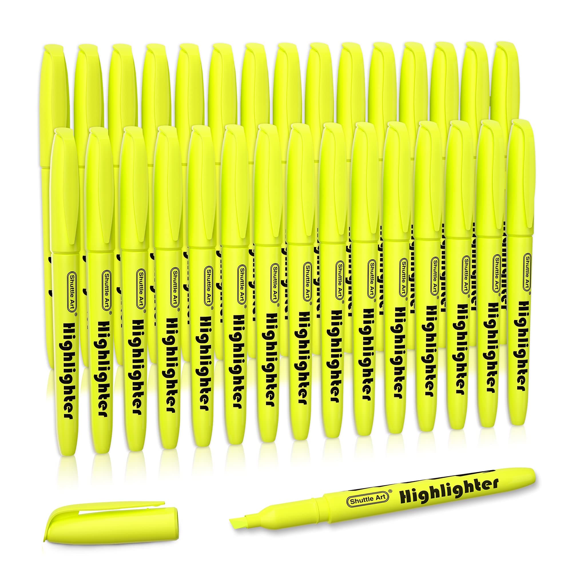 Shuttle Art Textmarker, 30_TEXTMARKER_GELB_LEUCHTENDUNG_Schnell_trocknend_UNGIFTIG_ERWÄNGNE_UND_KINDER_ZUHAUSE_SCHULE_BÜ