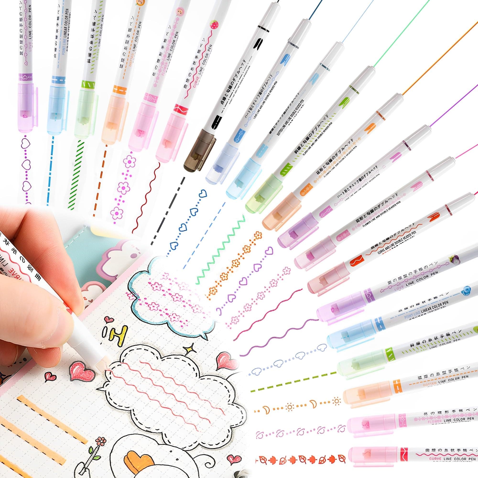 20 Stück Bunter Highlighter für Notizen und Zeichnung, Mehrere Farben 0.5mm Schnelltrocknende Tinte Markierstift Verwend