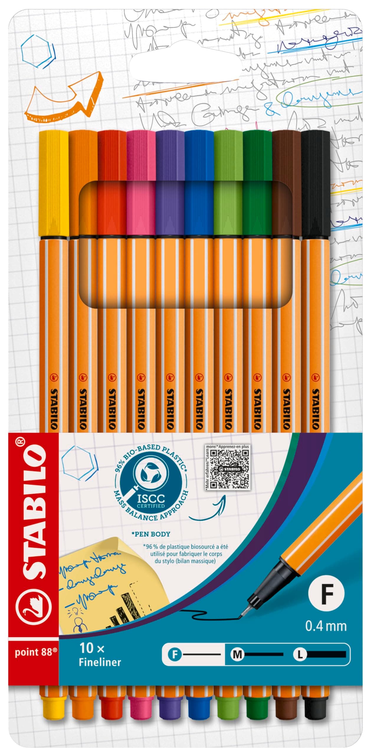 STABILO Fineliner point 88-10er Pack Standardfarben für Kritikler in der Büro- und Schulnutzung mit feinen Linien undmul