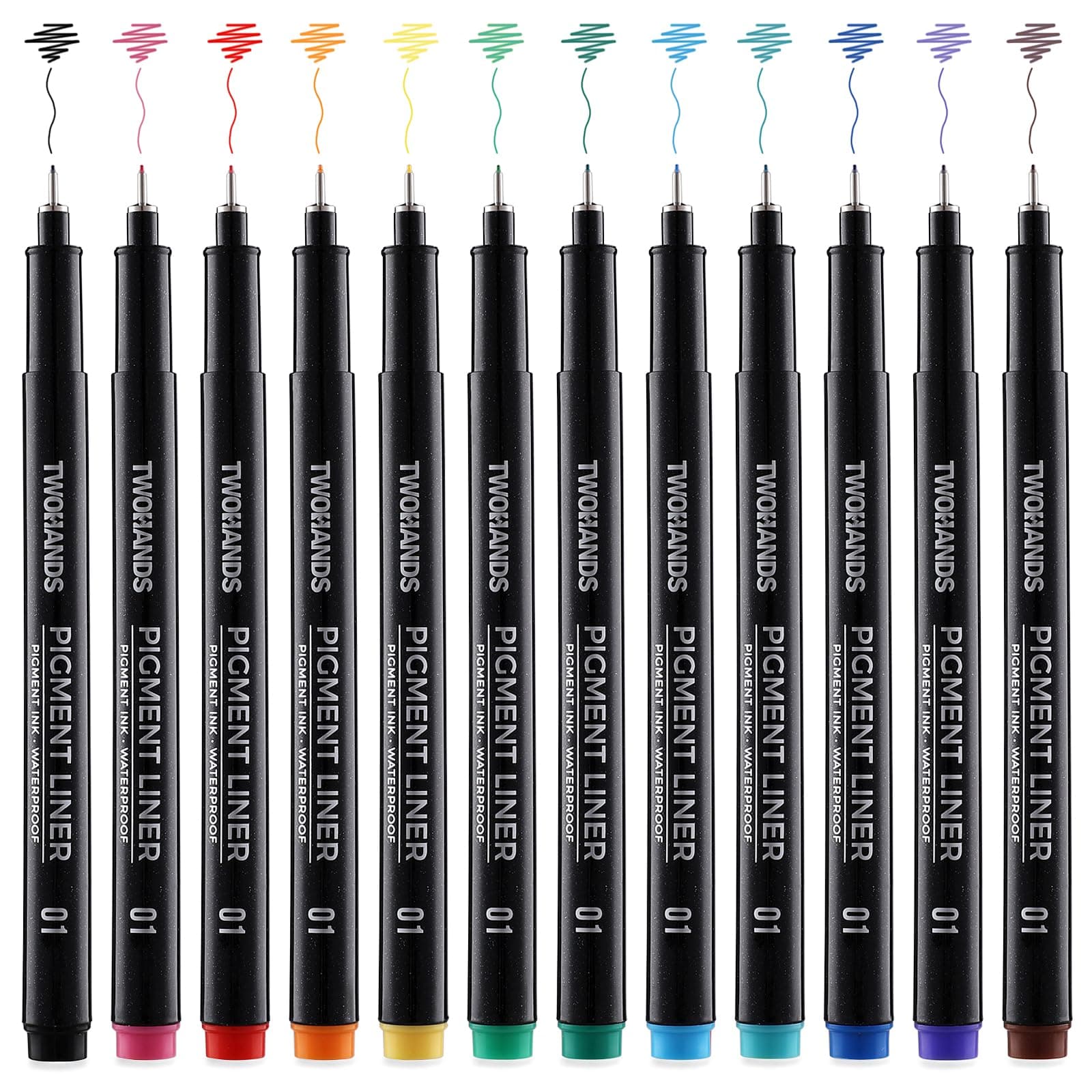 TWOHANDS Micro Fineliner Stifte 12 Farben, 0.25mm Ultrafeine Spitze, Wasserfest, für Künstler und Illustratoren, perfekt
