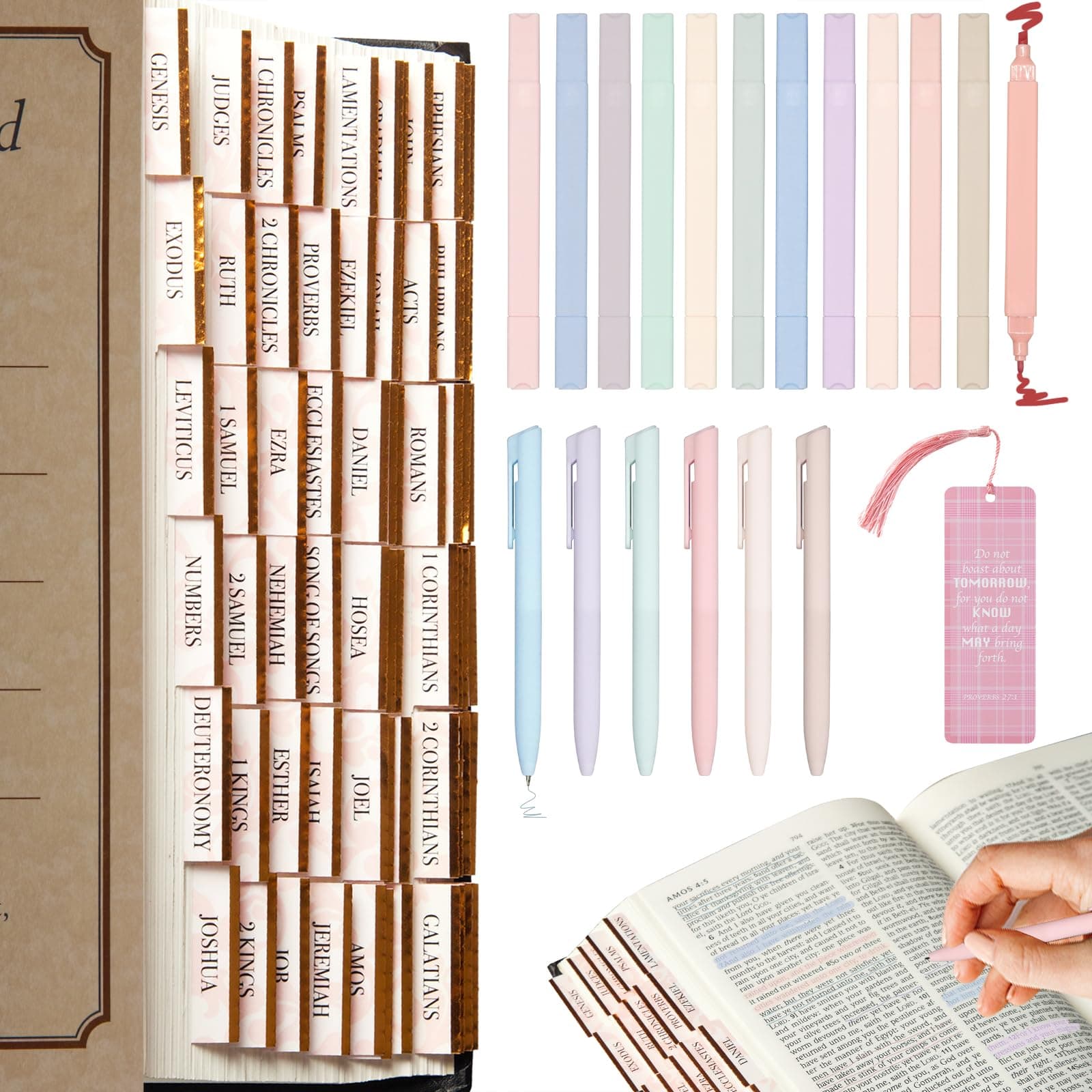 CANIPHA 12 nicht verlaufende Bibel Textmarker und 6 glatte Bibelstifte für Bibel-Lernzubehör, Bibel-Marker und Bibel-Tag