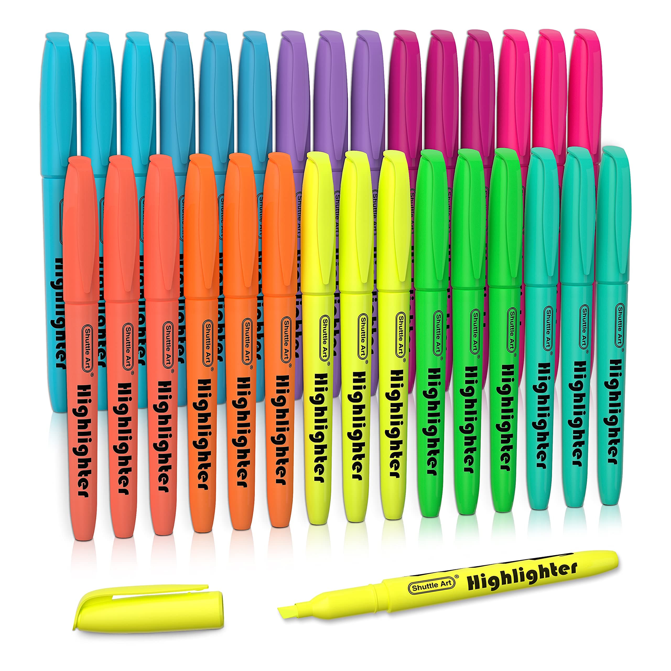 Shuttle Art Textmarker, 30 Stück, sortierte Farben, 10 Farben, Keilspitze, schnell trocknend, ungiftig, für Erwachsene u