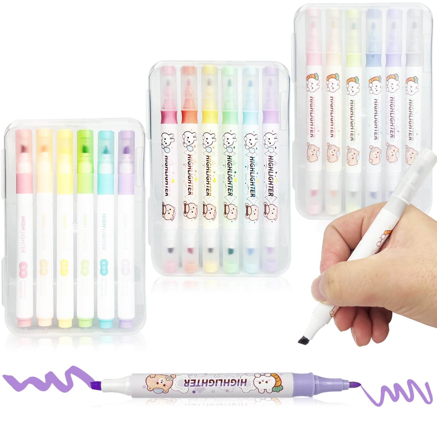 18 Pastell Textmarker Leuchtstift Mit Zwei Spitzen, MeißEl Und Fine Highlighter Pen Für Journaling und Schulzubehör, 60m